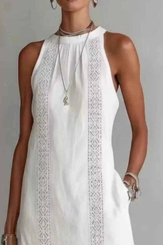Sleeveless Side Slit Dress with Pockets