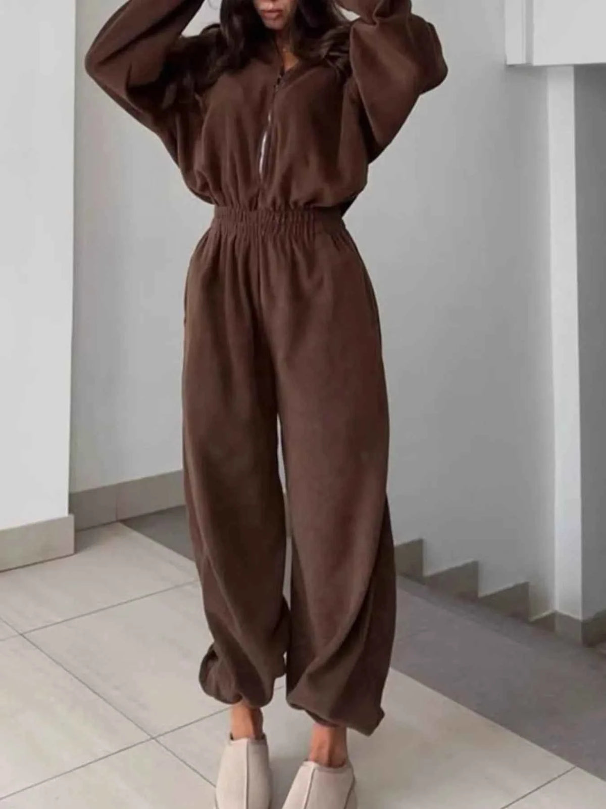 Cozy Winter Zip-Front Jumpsuit