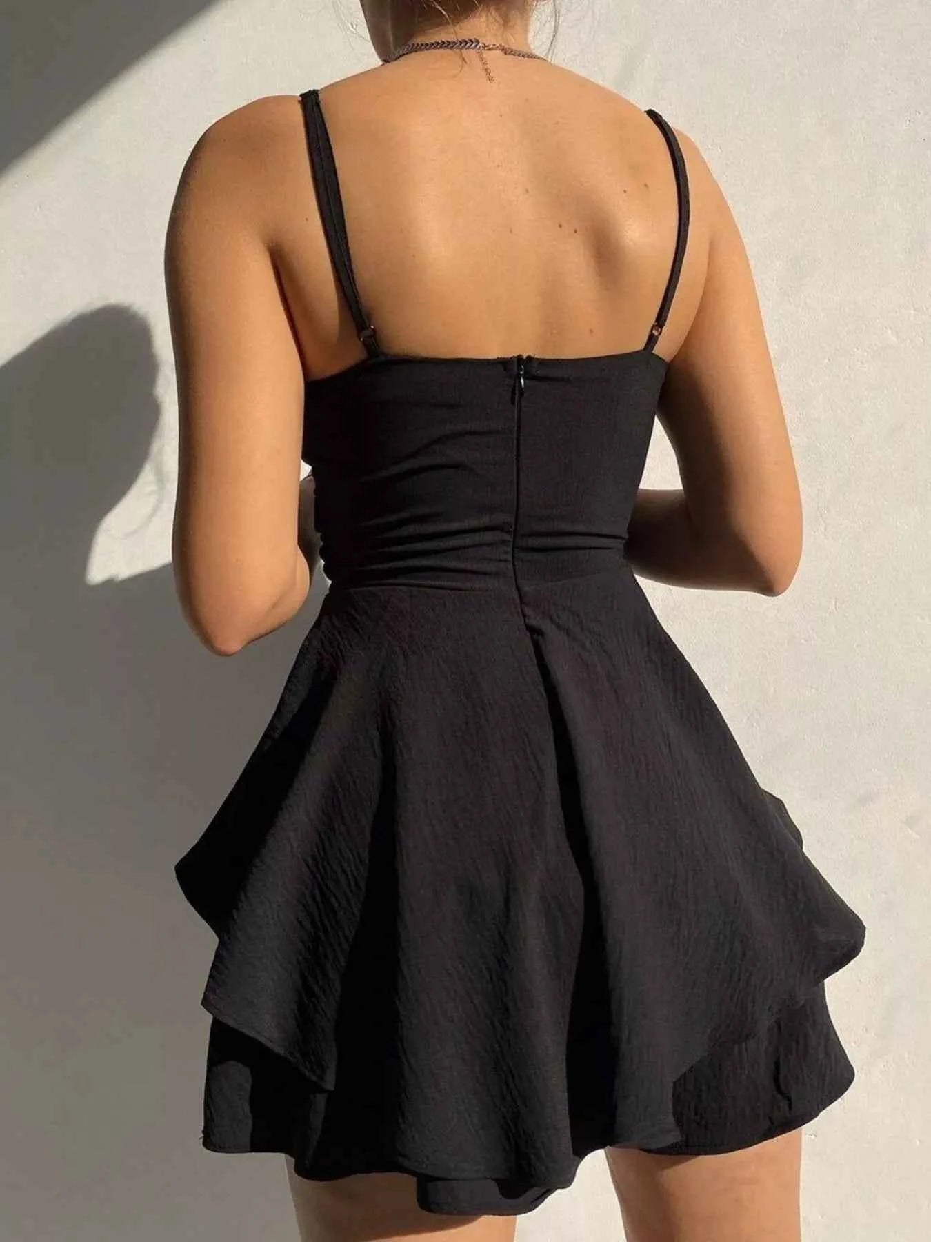 Spaghetti Strap Ruffle Romper