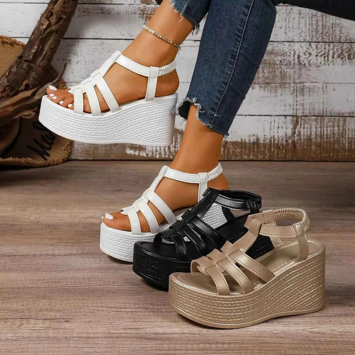 Gladiator Platform Wedge Sandals
