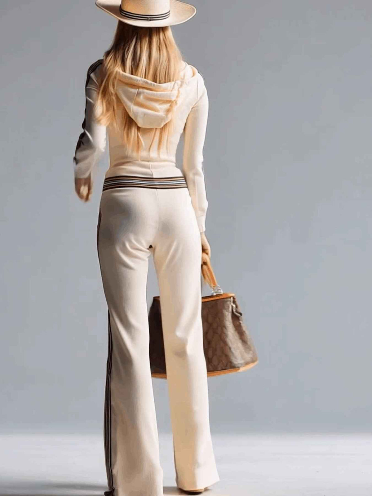 Street-Style Striped Hooded Zip-Front Jumpsuit