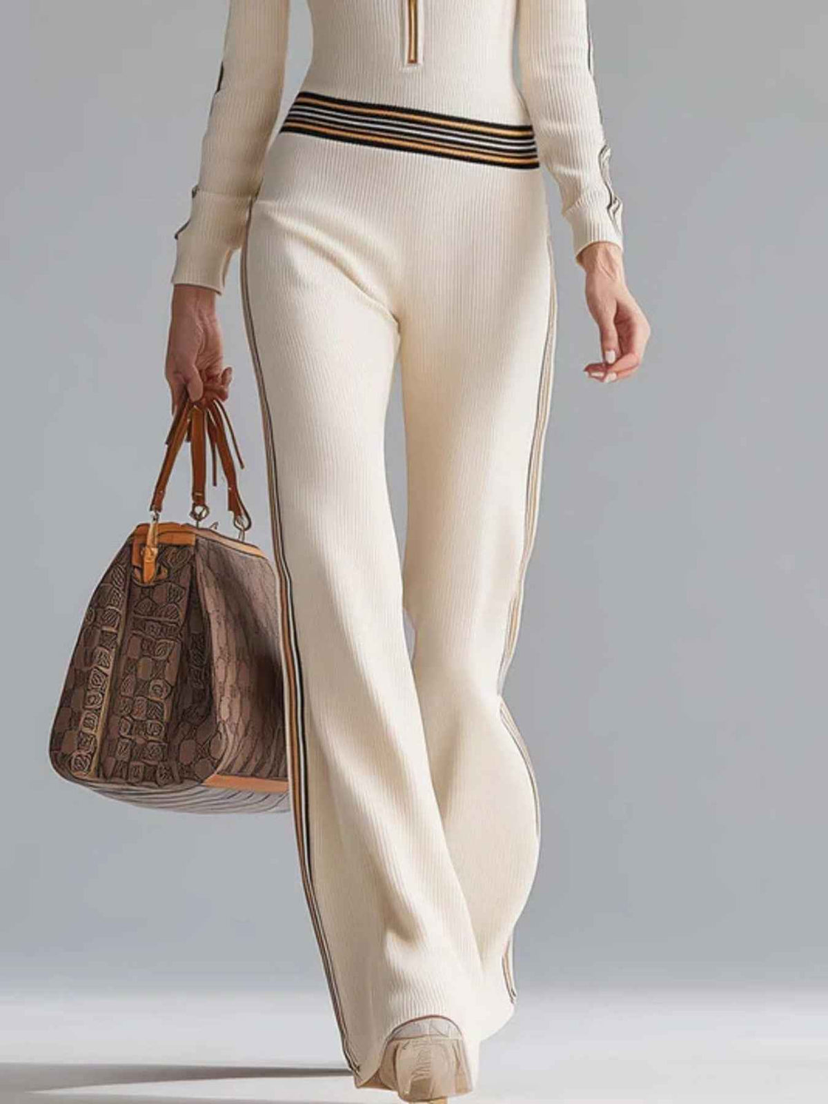 Street-Style Striped Hooded Zip-Front Jumpsuit