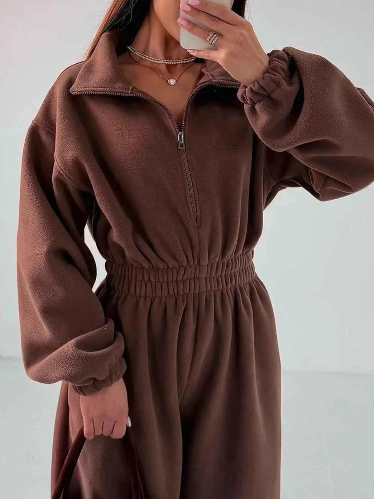 Cozy Winter Zip-Front Jumpsuit