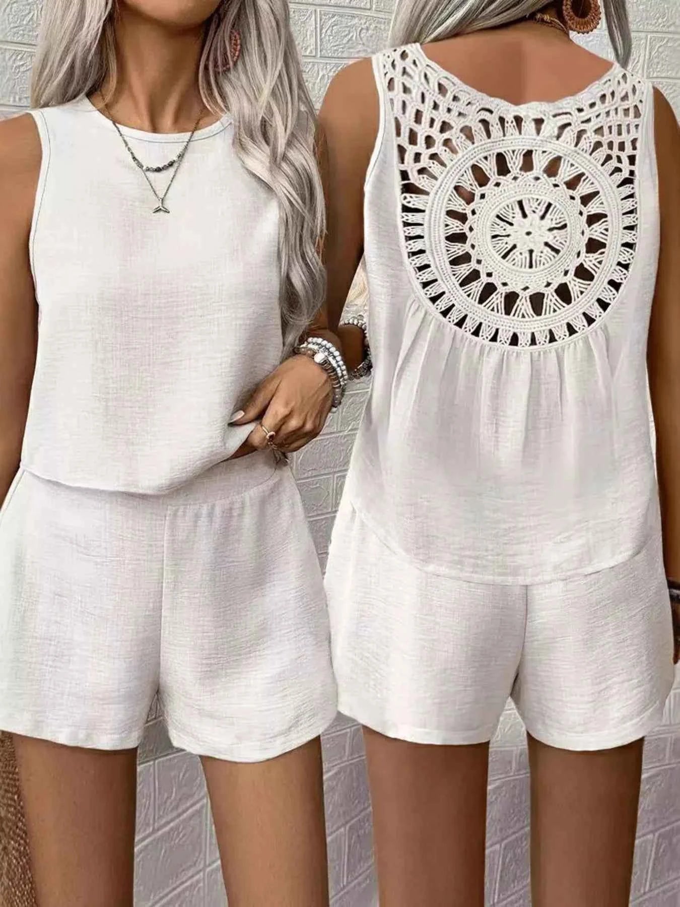 Round Neck Tank Top and Shorts Set