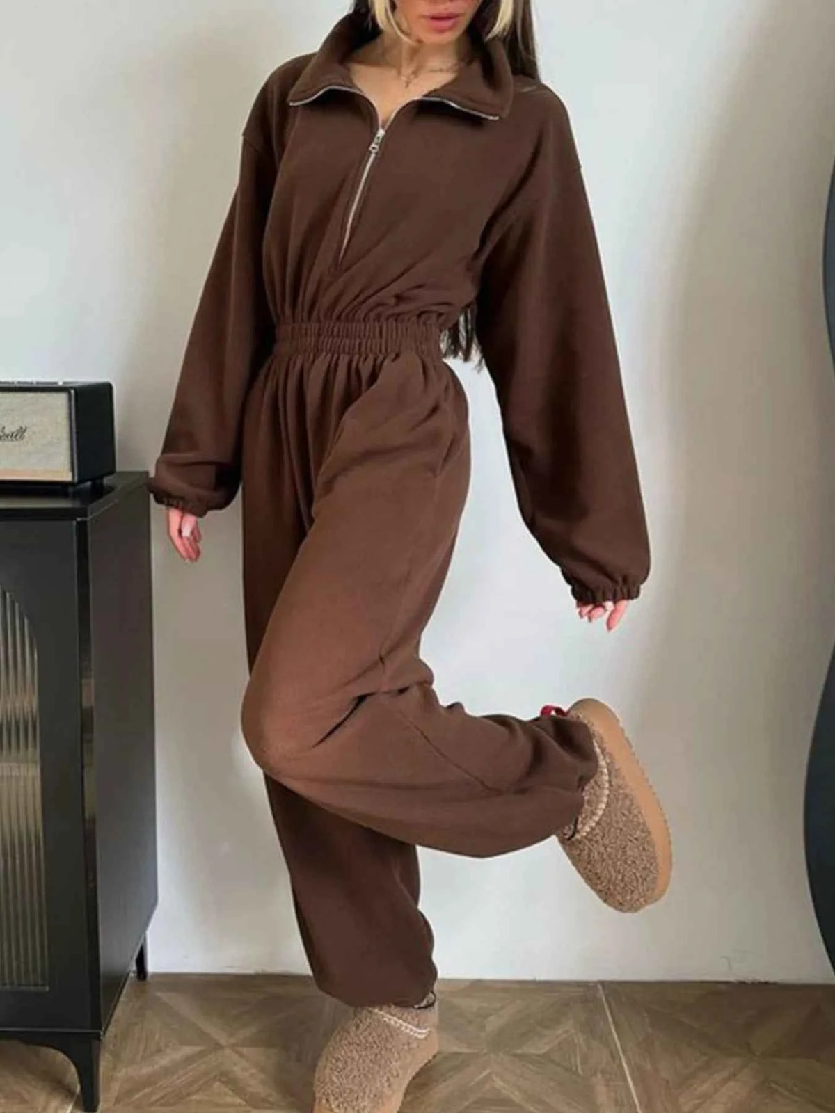 Cozy Winter Zip-Front Jumpsuit