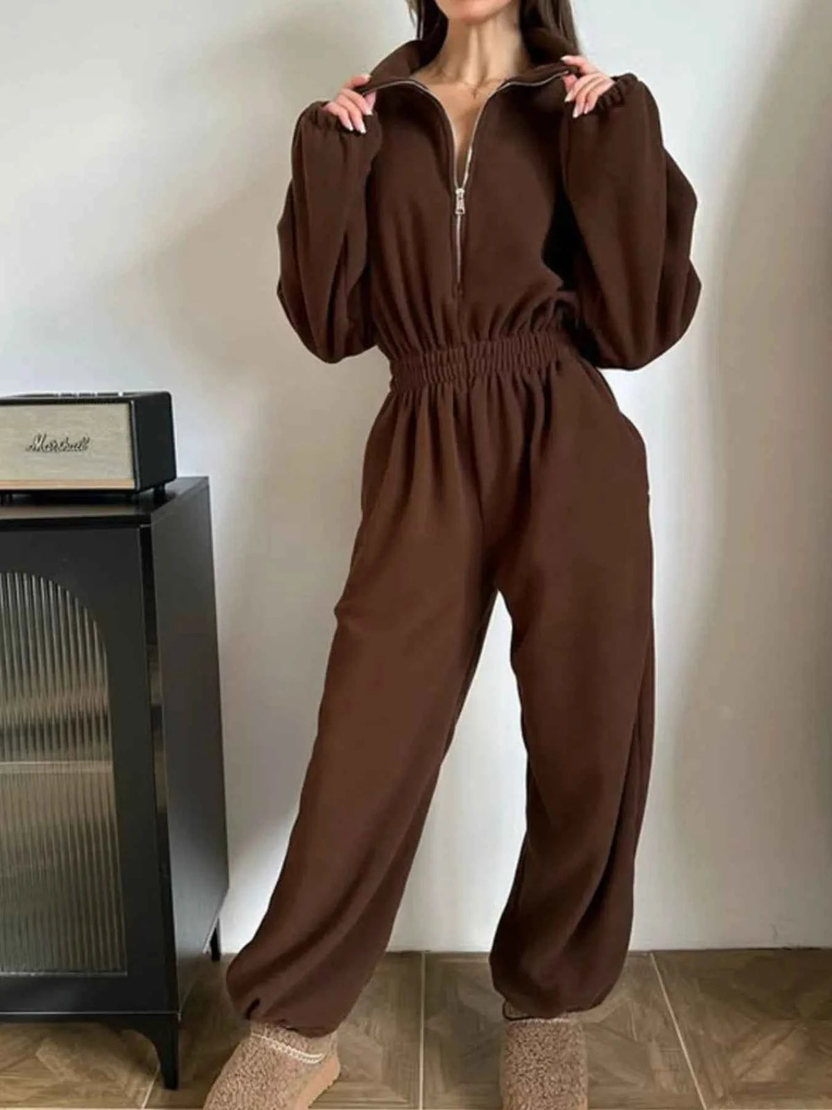 Cozy Winter Zip-Front Jumpsuit