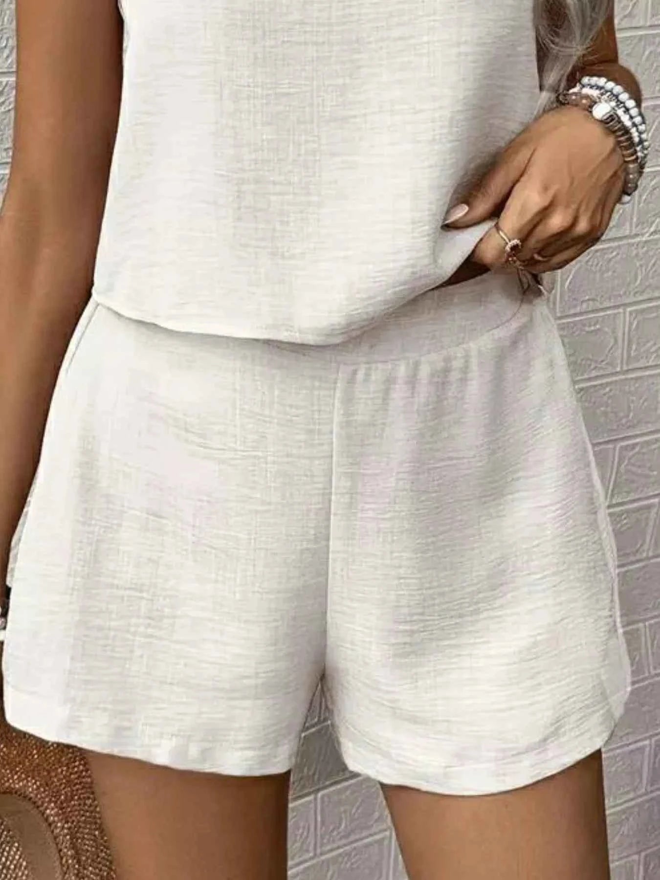 Round Neck Tank Top and Shorts Set