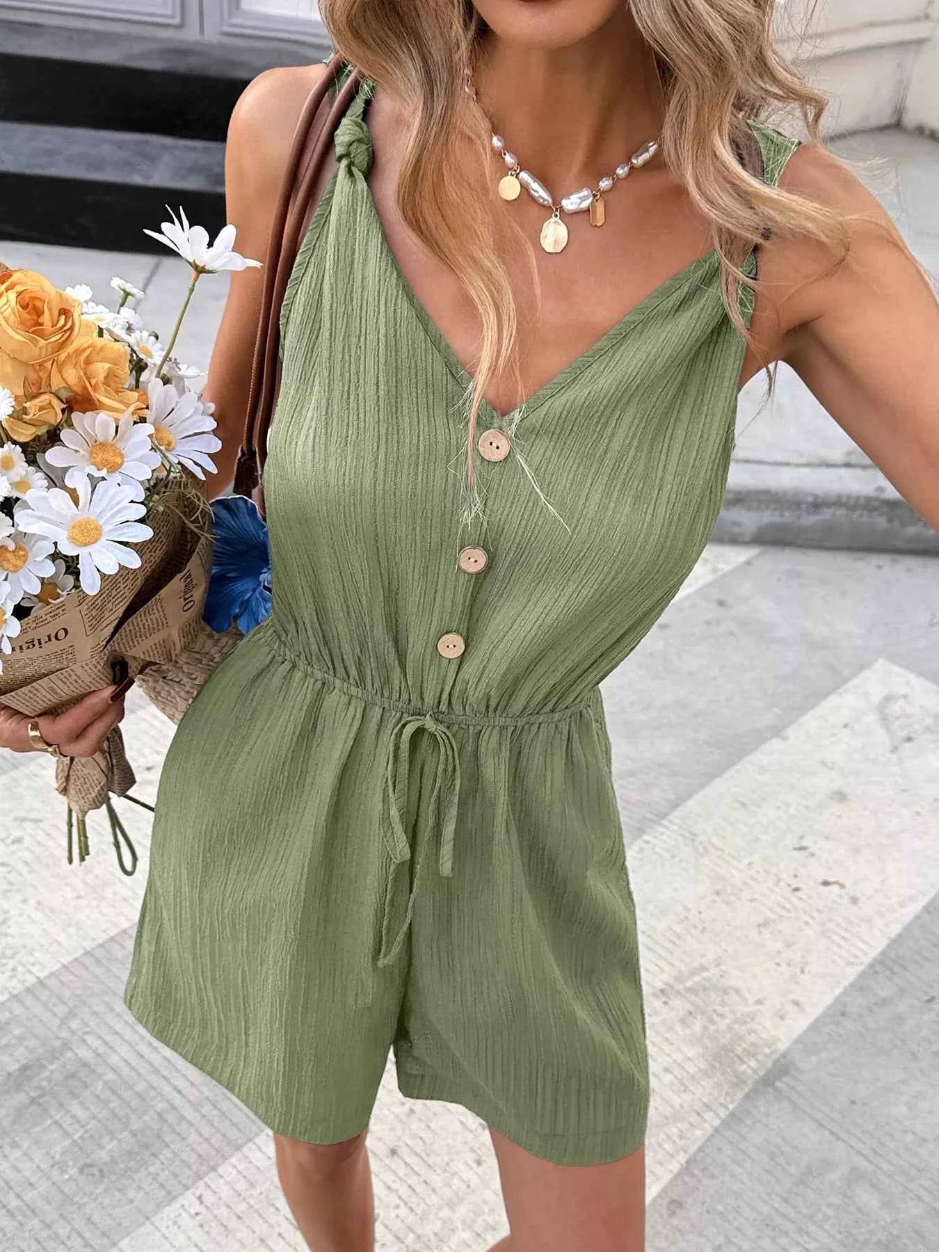 Casual Knot Strap Romper