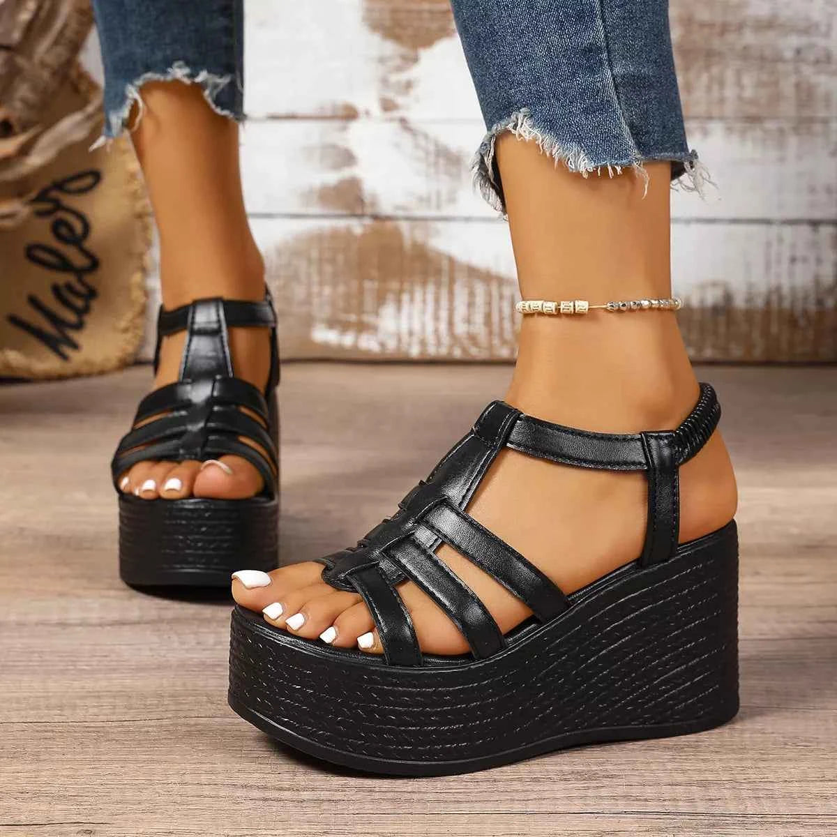 Gladiator Platform Wedge Sandals