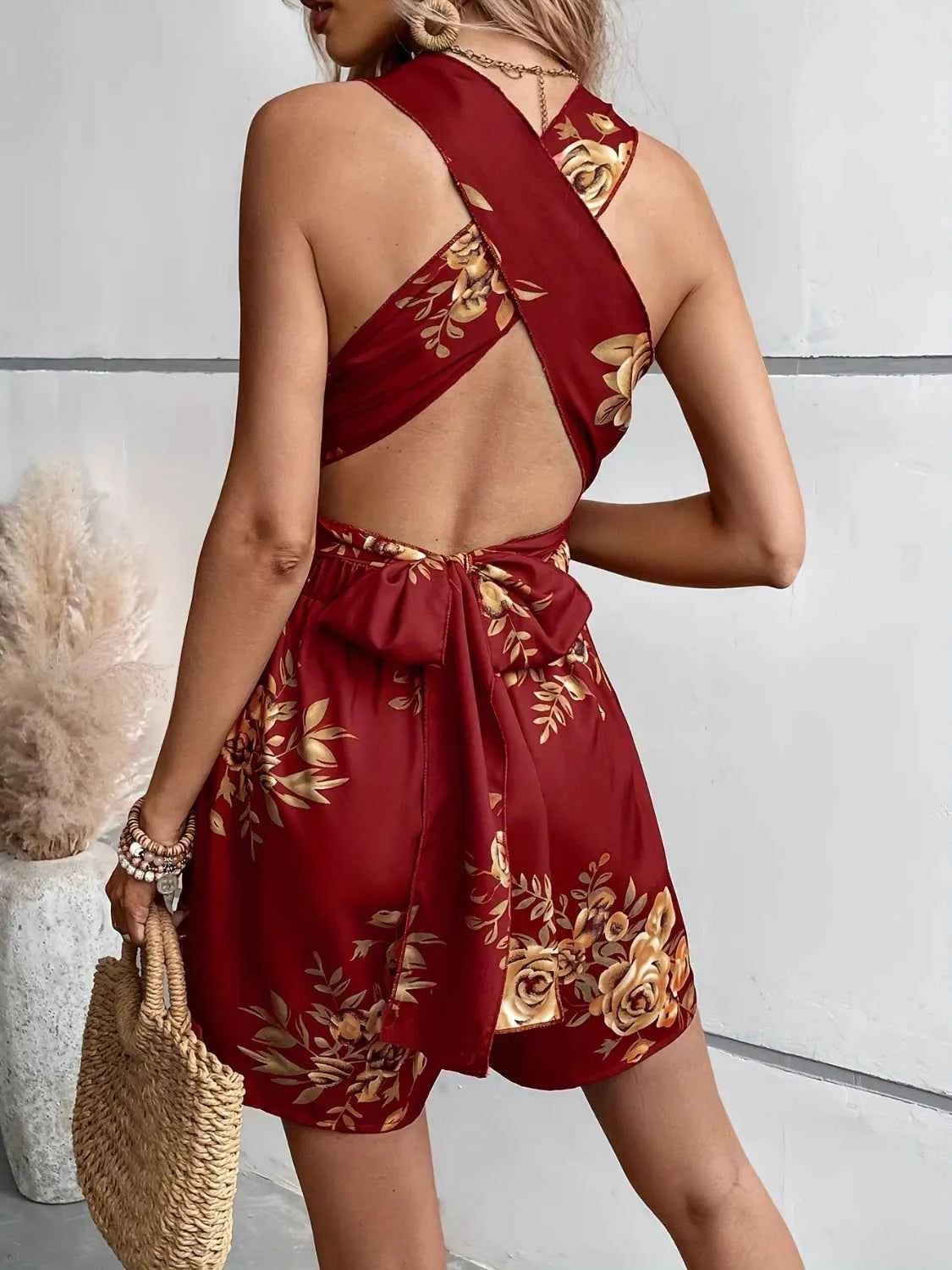 Open Back Floral Romper